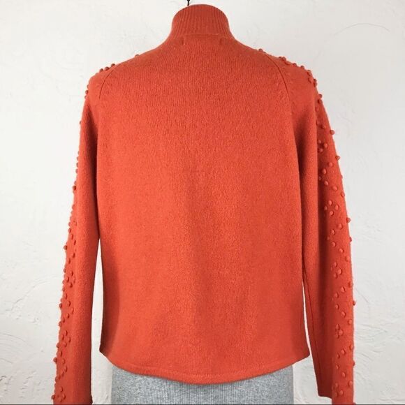 Mercer & Madison Orange Pompoms 100% Lambs Wool Cardigan Zip up Sweater - Picture 3 of 14